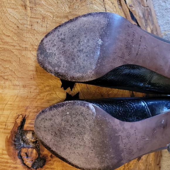 Marc by Marc Jacobs black open toe heels sz 37. Bow detail! - Picture 12 of 16